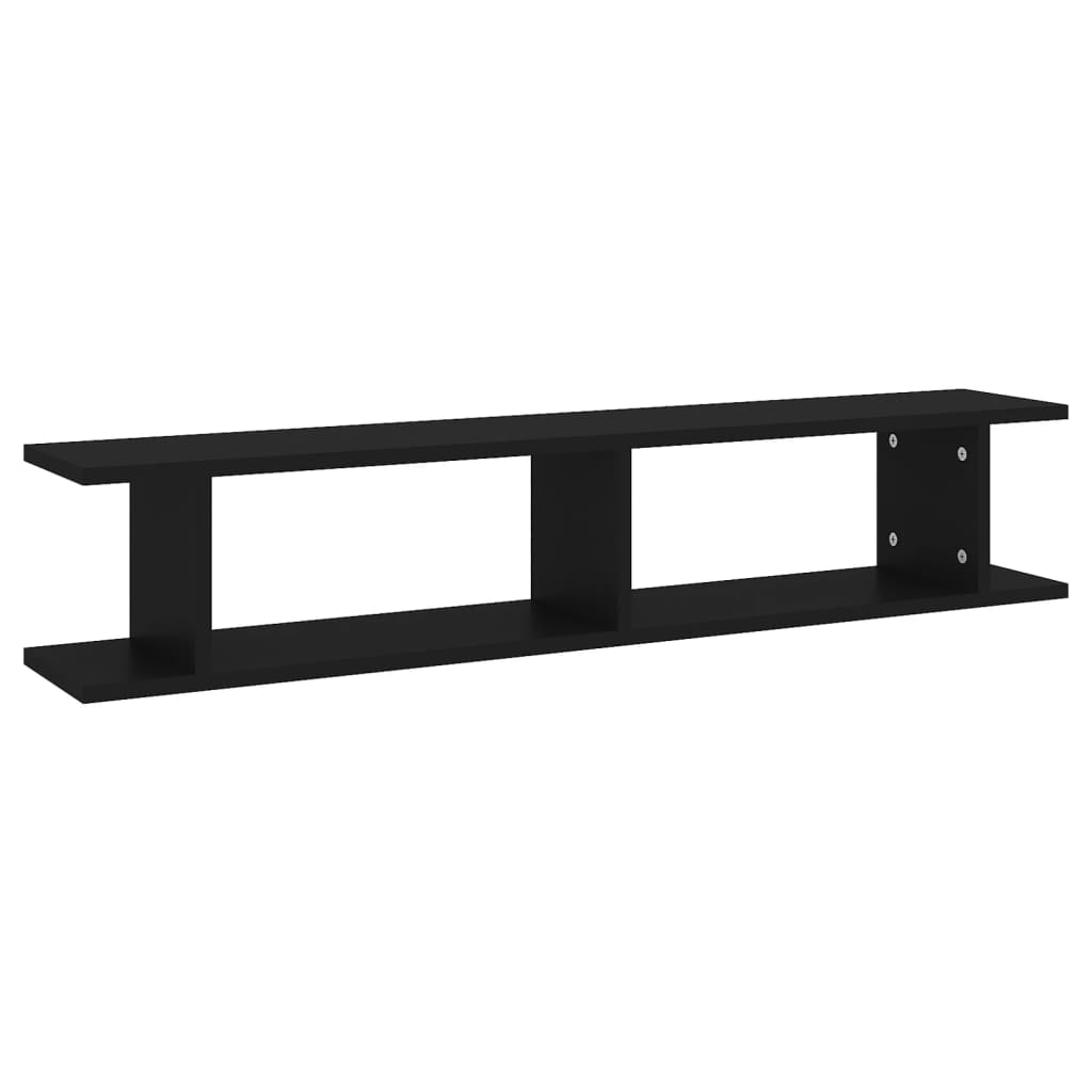 Wall Shelf 2 pcs Black 105x18x20 cm Engineered Wood