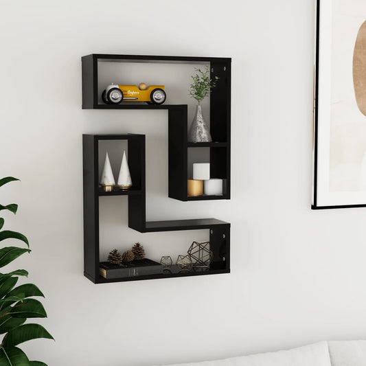 Wall Shelf 2 pcs Black 50x15x50 cm Engineered Wood