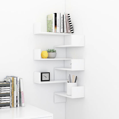 Wall Corner Shelf 2 pcs White 40x40x50 cm Engineered Wood