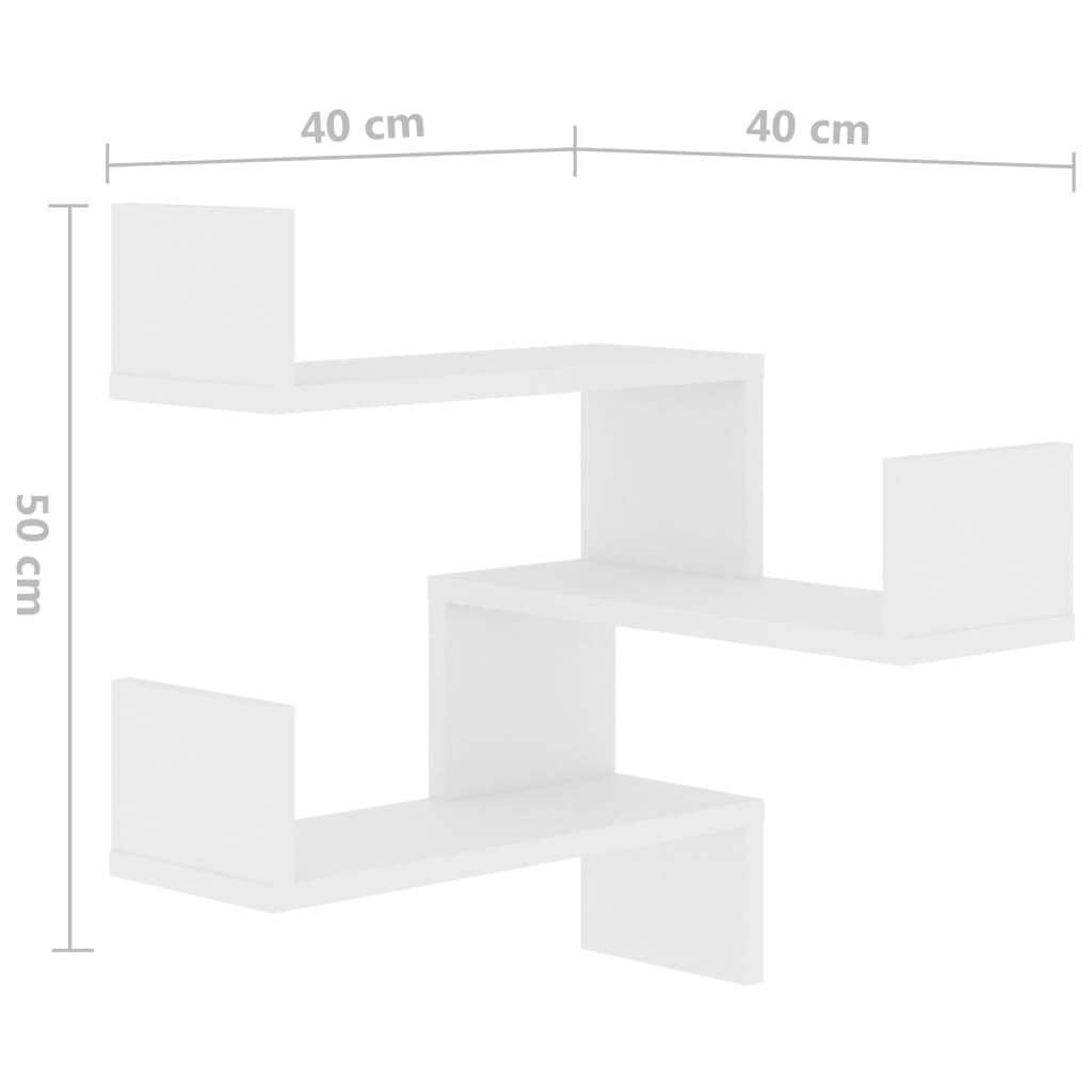 Wall Corner Shelf 2 pcs White 40x40x50 cm Engineered Wood