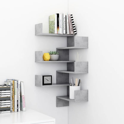 Wall Corner Shelf 2 pcs Concrete Grey 40x40x50 cm Engineered Wood