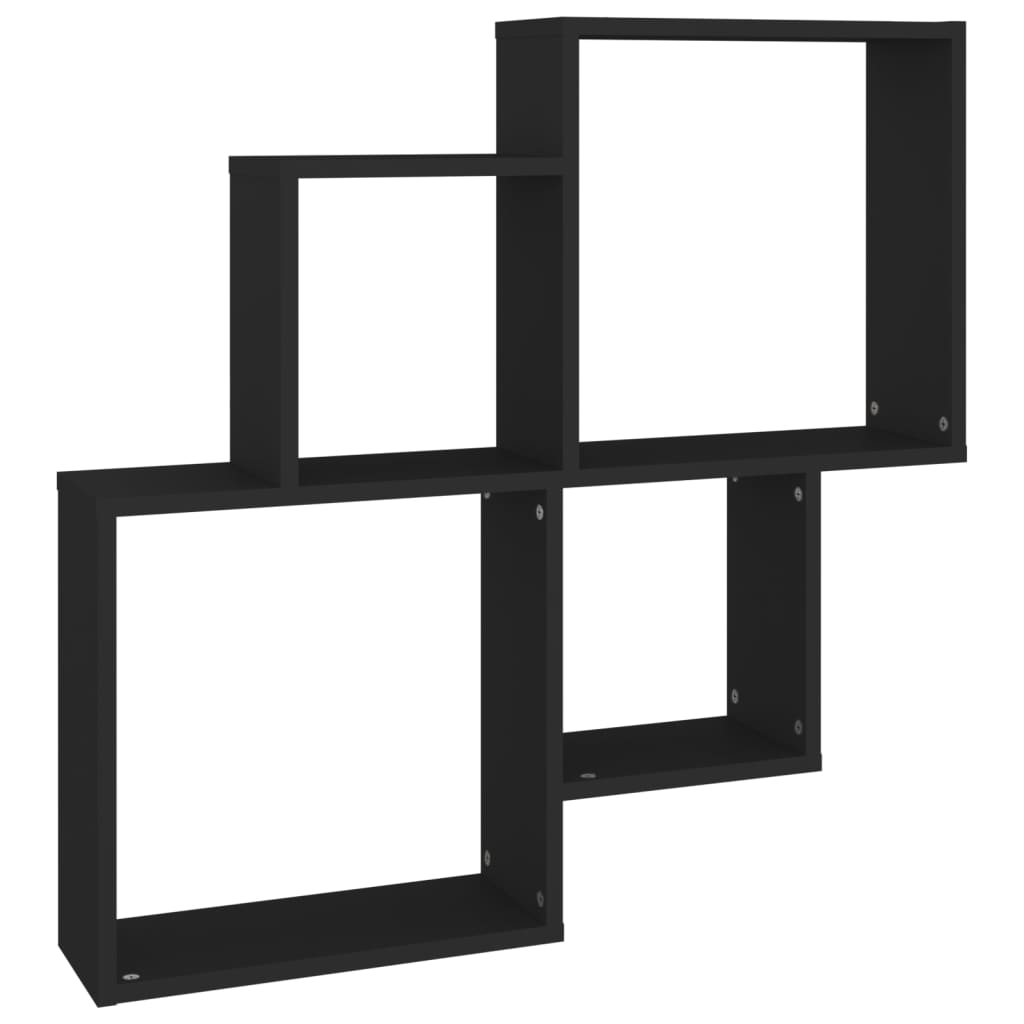 Wall Cube Shelf Black 80x15x78.5 cm Engineered Wood