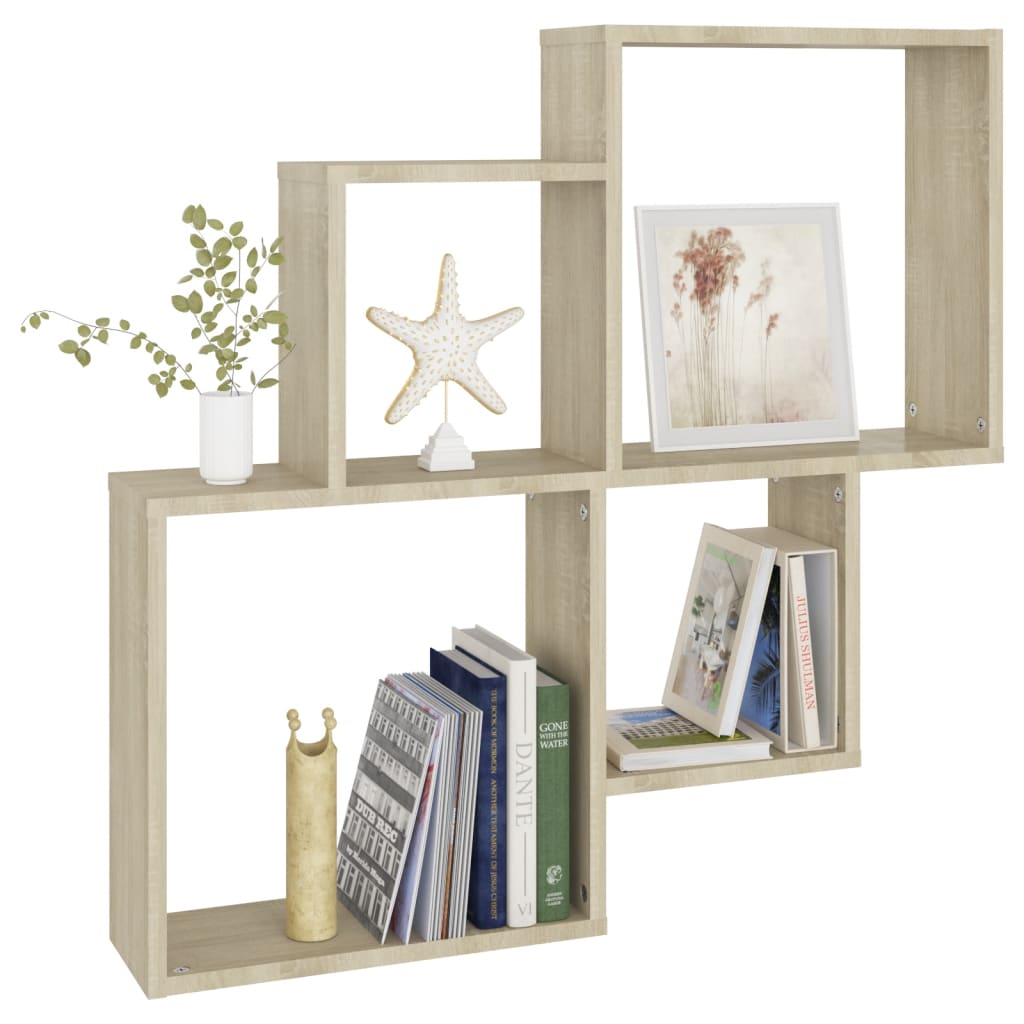 Wall Cube Shelf Sonoma Oak 80x15x78.5 cm Engineered Wood