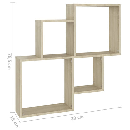 Wall Cube Shelf Sonoma Oak 80x15x78.5 cm Engineered Wood