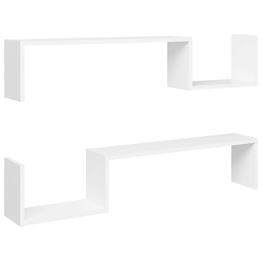 Wall Shelf 2 pcs White 100x15x20 cm Engineered Wood