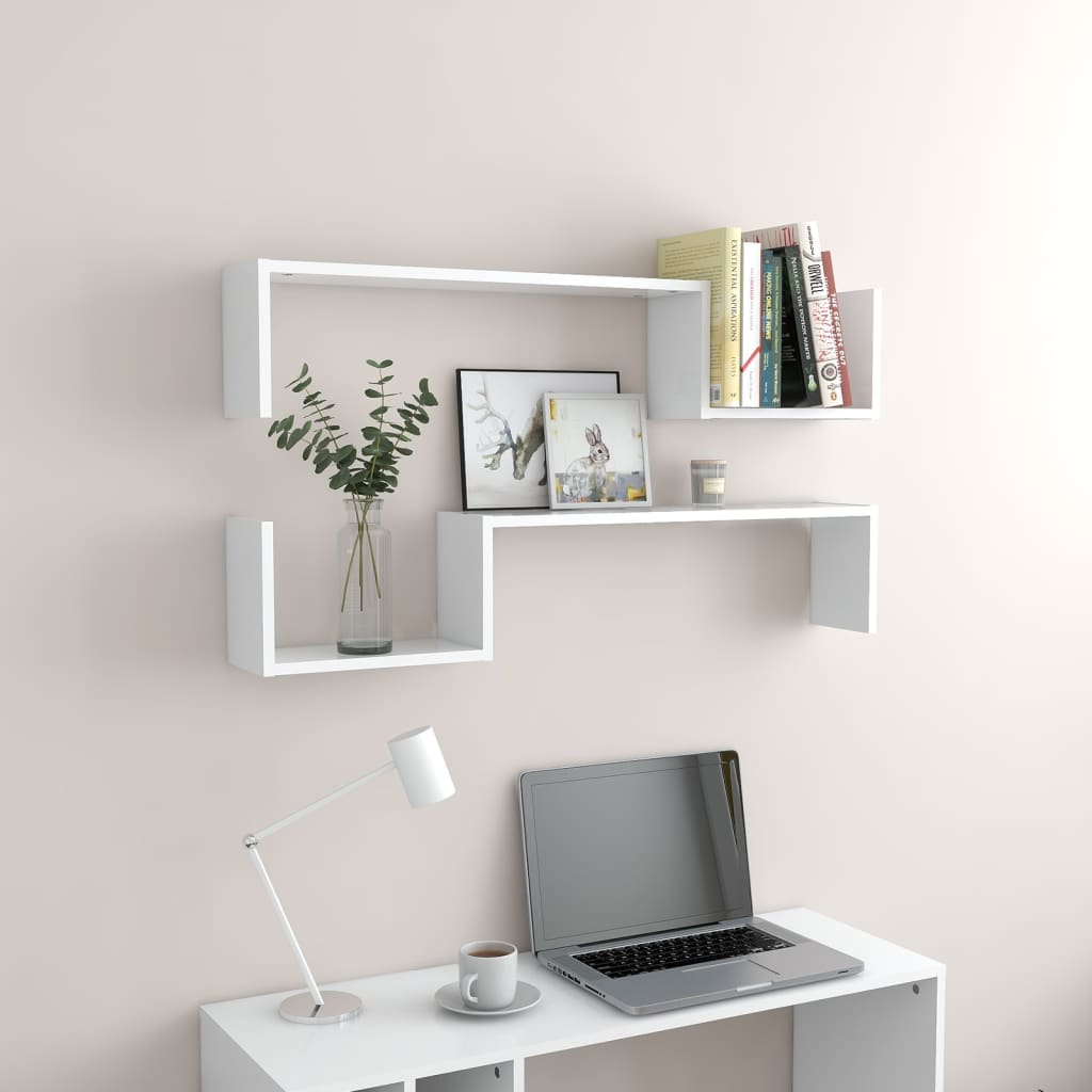 Wall Shelf 2 pcs White 100x15x20 cm Engineered Wood