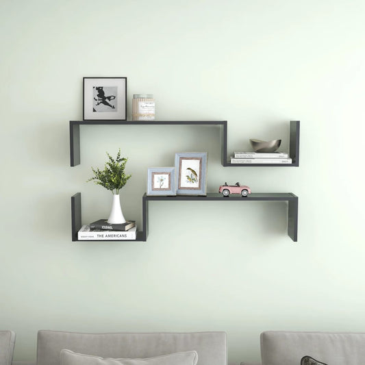 Wall Shelf 2 pcs Grey 100x15x20 cm Engineered Wood