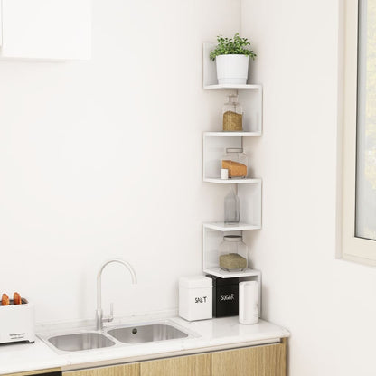 Wall Corner Shelf High Gloss White 20x20x127.5 cm Engineered Wood