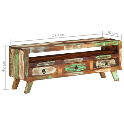 TV Cabinet Multicolour 110x30x40 cm Solid Reclaimed Wood