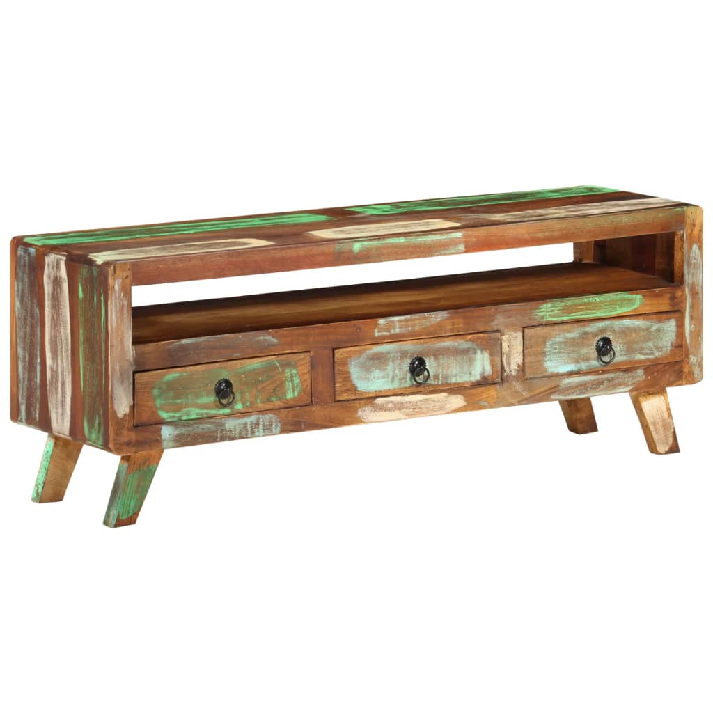 TV Cabinet Multicolour 110x30x40 cm Solid Reclaimed Wood