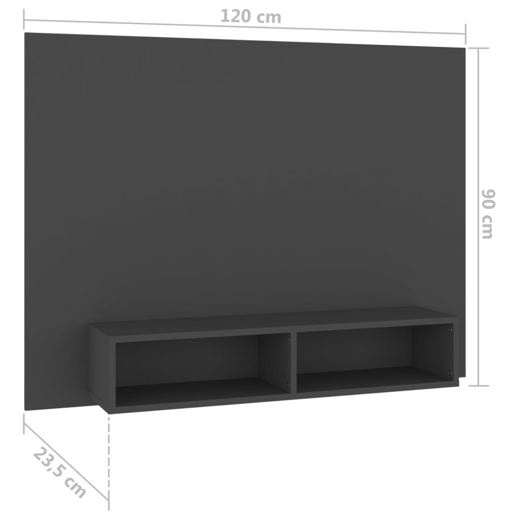 Wall TV Cabinet Grey 120x23.5x90 cm Engineered Wood