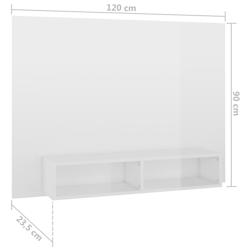 Wall TV Cabinet High Gloss White 120x23.5x90 cm Engineered Wood