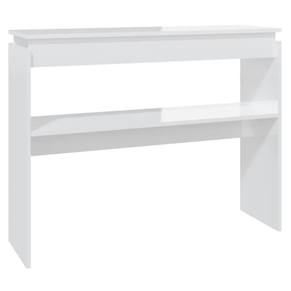 Console Table High Gloss White 102x30x80 cm Engineered Wood