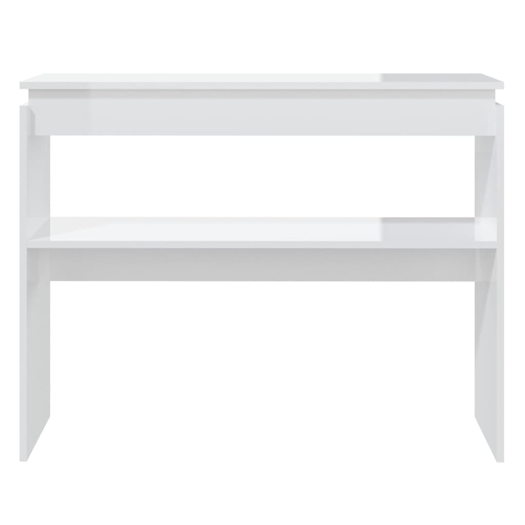 Console Table High Gloss White 102x30x80 cm Engineered Wood