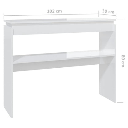 Console Table High Gloss White 102x30x80 cm Engineered Wood