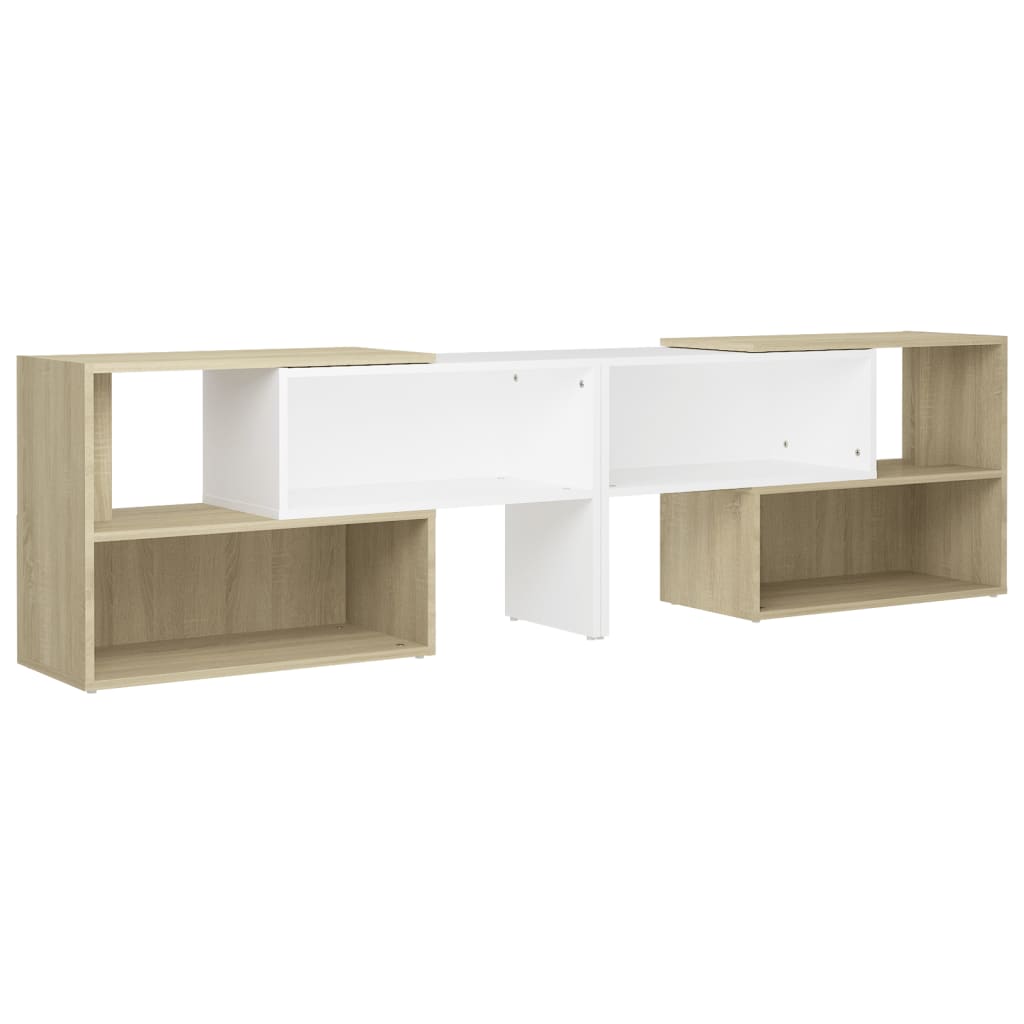 TV Cabinet White and Sonoma Oak 149x30x52 cm Engineered Wood