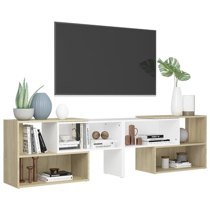 TV Cabinet White and Sonoma Oak 149x30x52 cm Engineered Wood