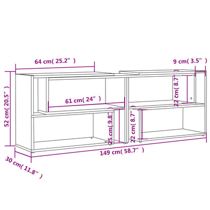 TV Cabinet White and Sonoma Oak 149x30x52 cm Engineered Wood