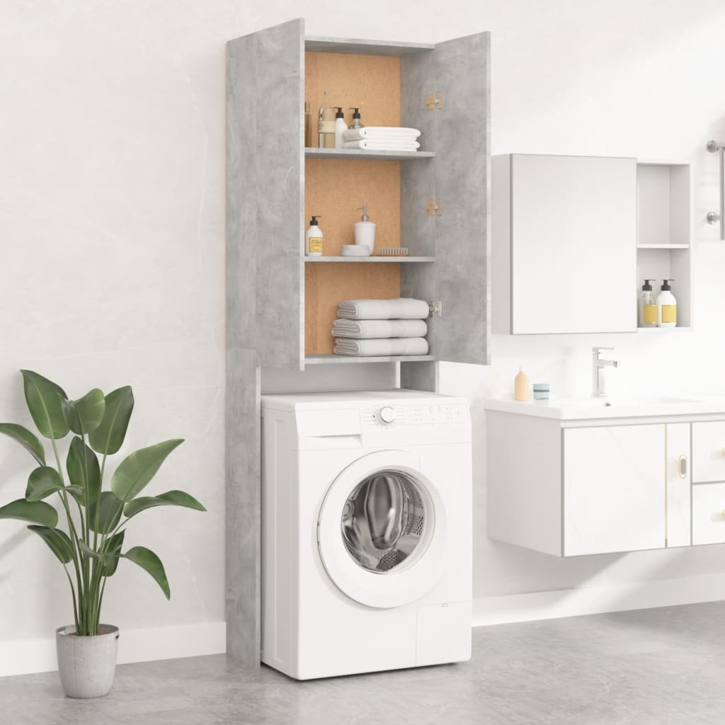 Washing Machine Cabinet Concrete Grey 64x25.5x190 cm