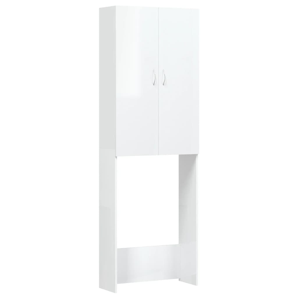 Washing Machine Cabinet High Gloss White 64x25.5x190 cm