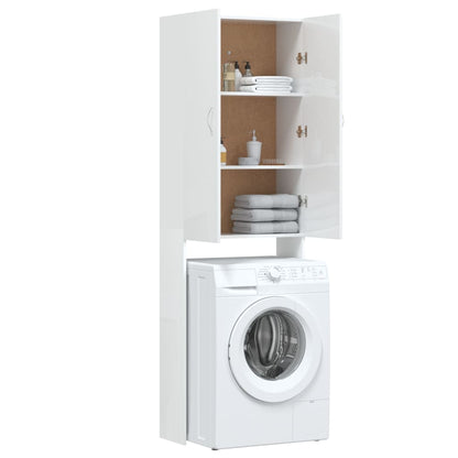 Washing Machine Cabinet High Gloss White 64x25.5x190 cm