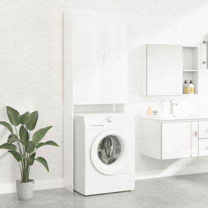 Washing Machine Cabinet High Gloss White 64x25.5x190 cm