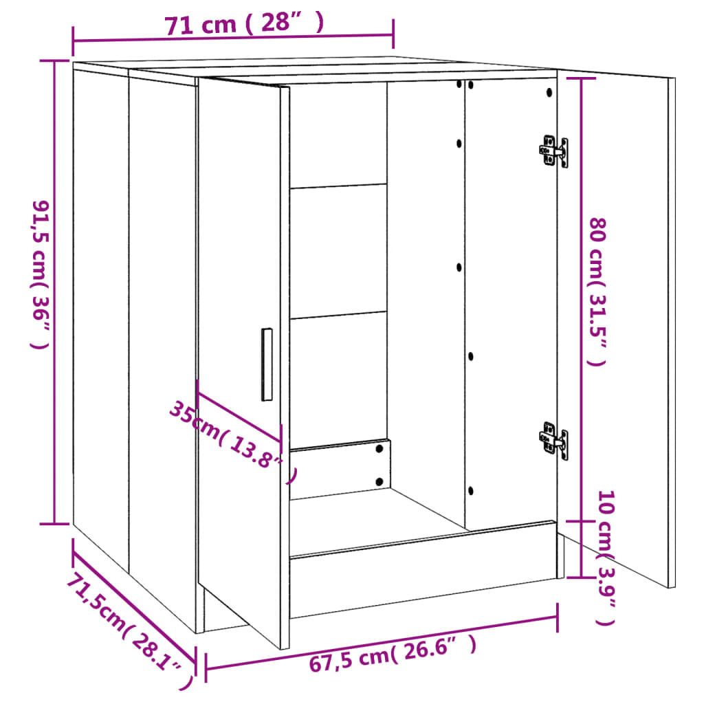 Washing Machine Cabinet Concrete Grey 71x71.5x91.5 cm