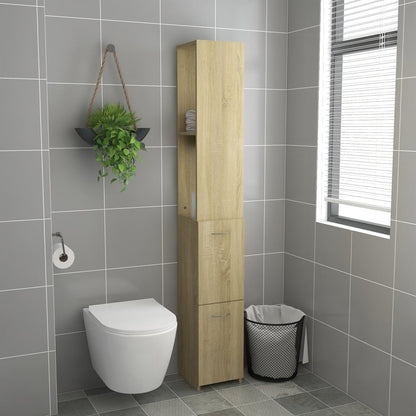 Bathroom Cabinet Sonoma Oak 25x26.5x170 cm Engineered Wood