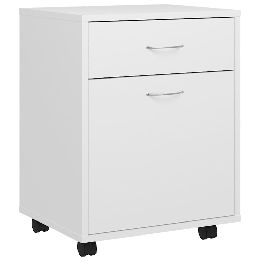 Rolling Cabinet White 45x38x54 cm Engineered Wood