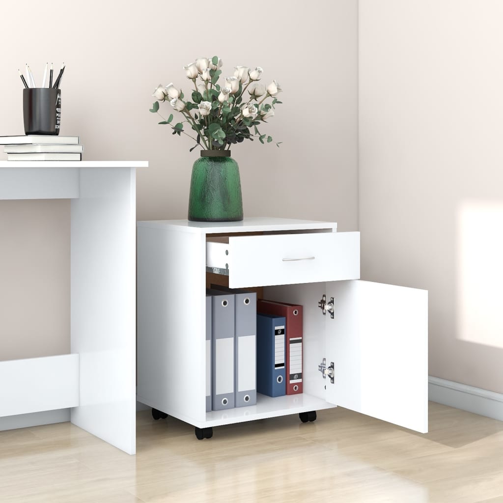 Rolling Cabinet White 45x38x54 cm Engineered Wood