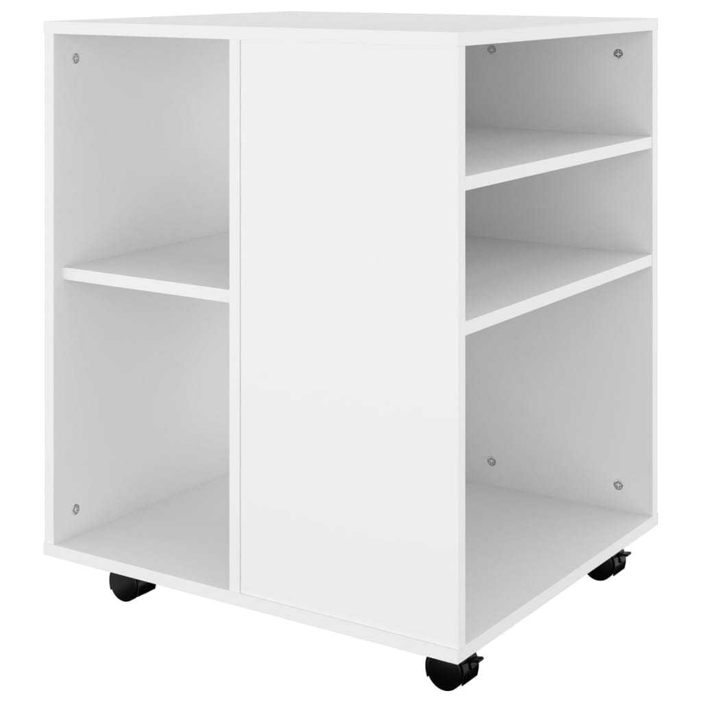 Rolling Cabinet White 60x53x72 cm Engineered Wood