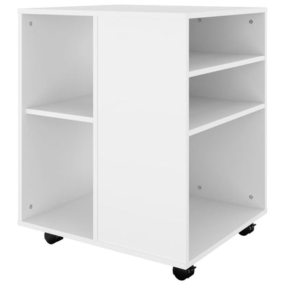 Rolling Cabinet White 60x53x72 cm Engineered Wood