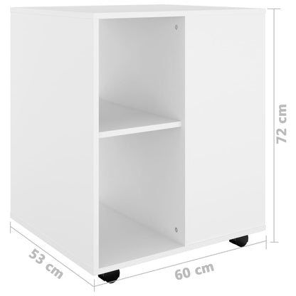 Rolling Cabinet White 60x53x72 cm Engineered Wood