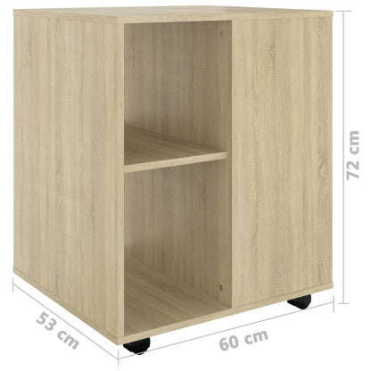 Rolling Cabinet Sonoma Oak 60x53x72 cm Engineered Wood