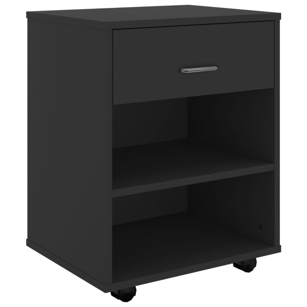 Rolling Cabinet Black 46x36x59 cm Engineered Wood