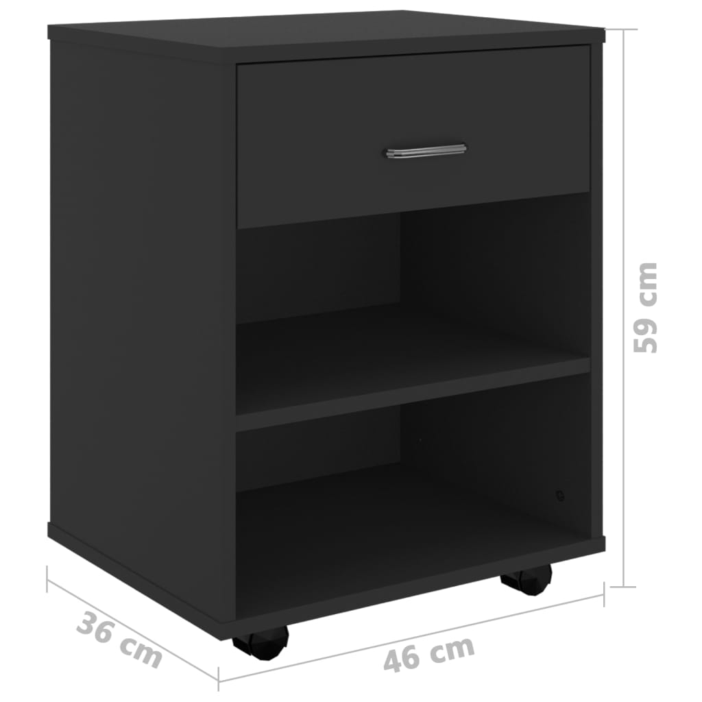 Rolling Cabinet Black 46x36x59 cm Engineered Wood