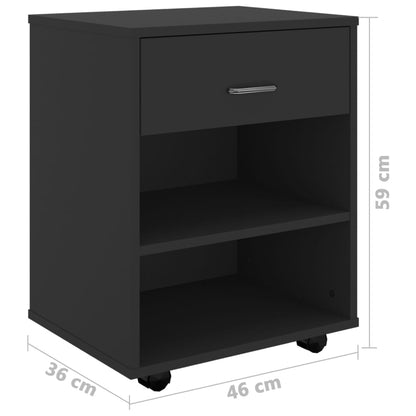 Rolling Cabinet Black 46x36x59 cm Engineered Wood