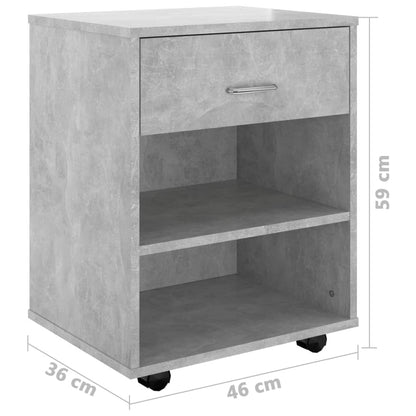 Rolling Cabinet Concrete Grey 46x36x59 cm Engineered Wood