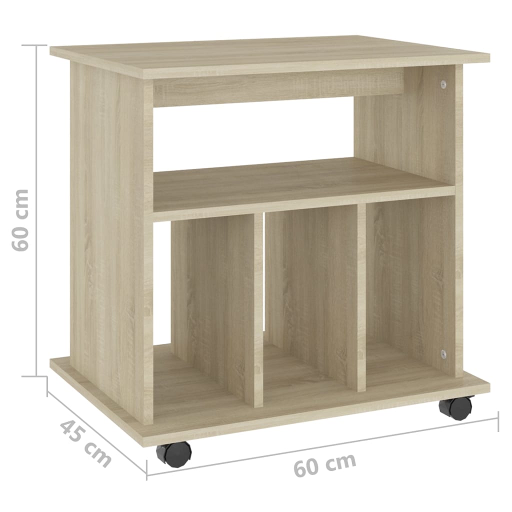 Rolling Cabinet Sonoma Oak 60x45x60 cm Engineered Wood