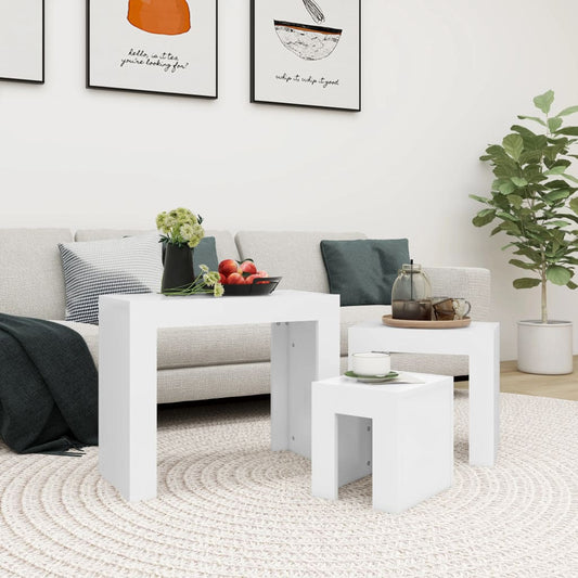 Nesting Coffee Tables 3 pcs White Engineered Wood