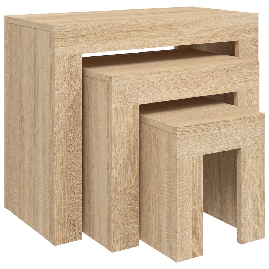 Nesting Coffee Tables 3 pcs Sonoma Oak Engineered Wood