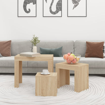 Nesting Coffee Tables 3 pcs Sonoma Oak Engineered Wood