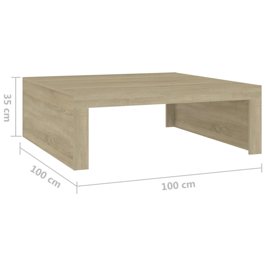 Coffee Table Sonoma Oak 100x100x35 cm Engineered Wood