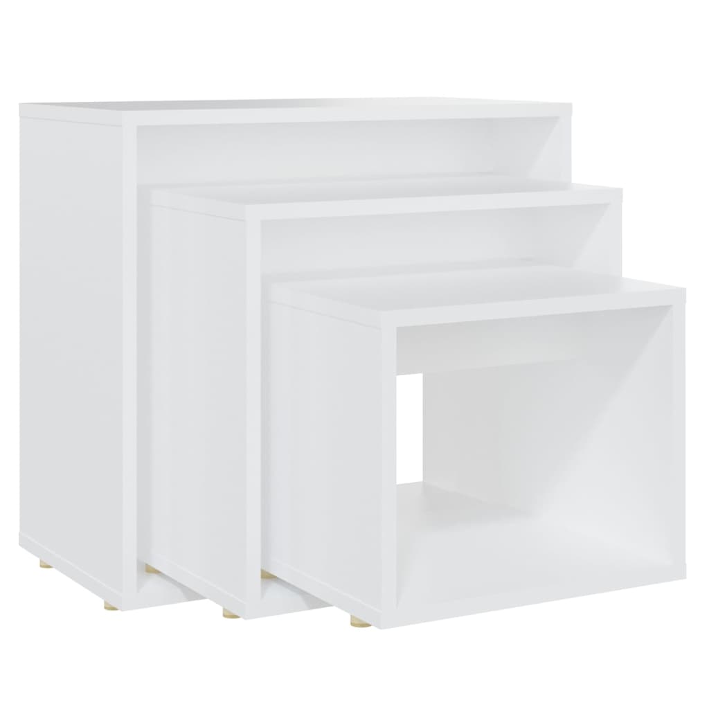 Nesting Tables 3 pcs White Engineered Wood