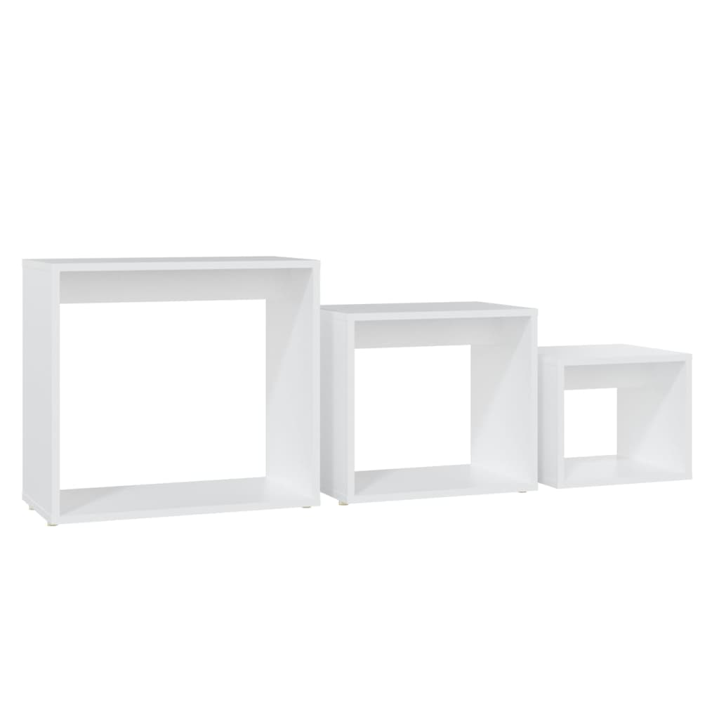 Nesting Tables 3 pcs White Engineered Wood