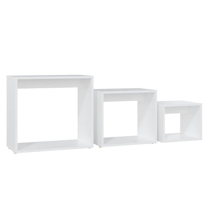 Nesting Tables 3 pcs White Engineered Wood