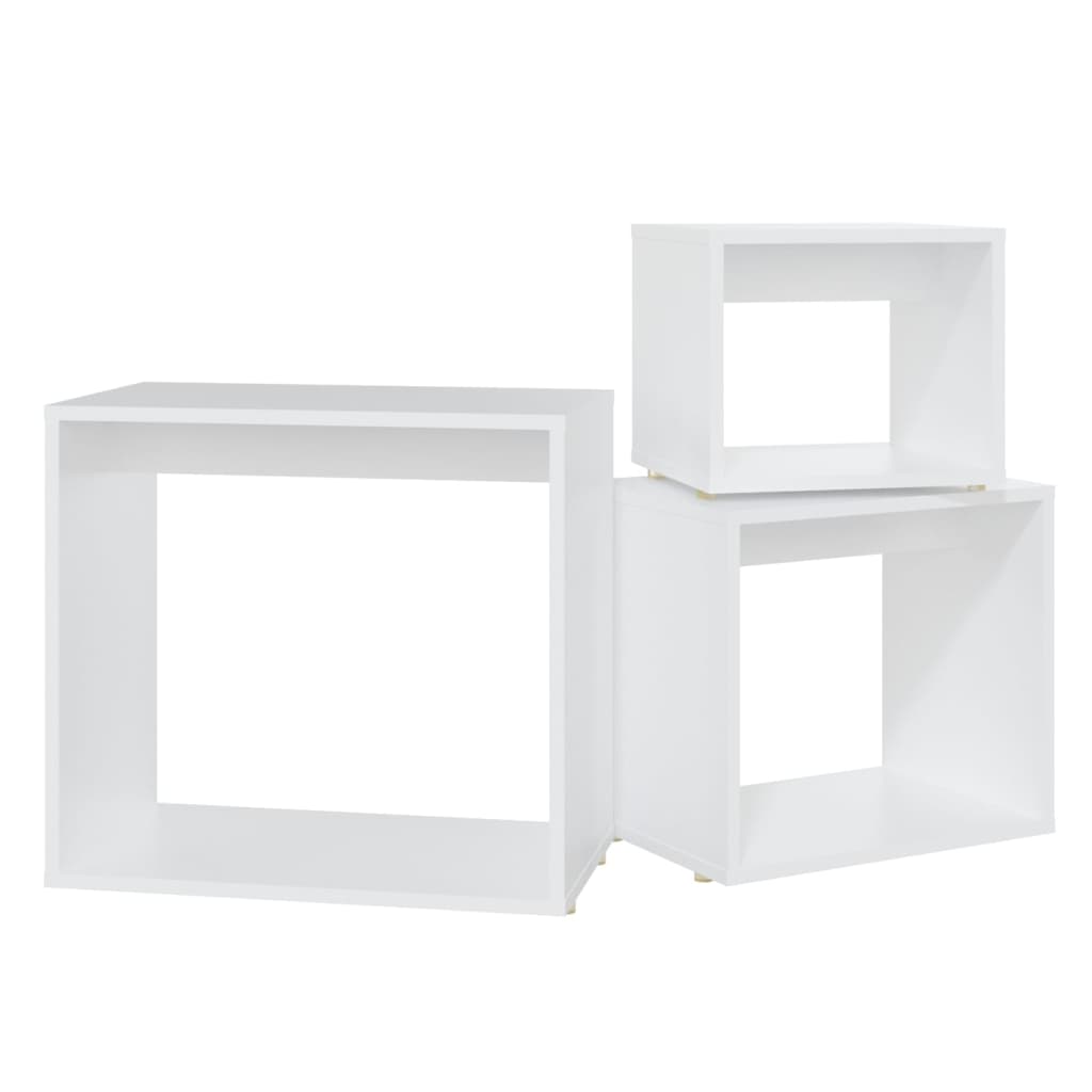 Nesting Tables 3 pcs White Engineered Wood