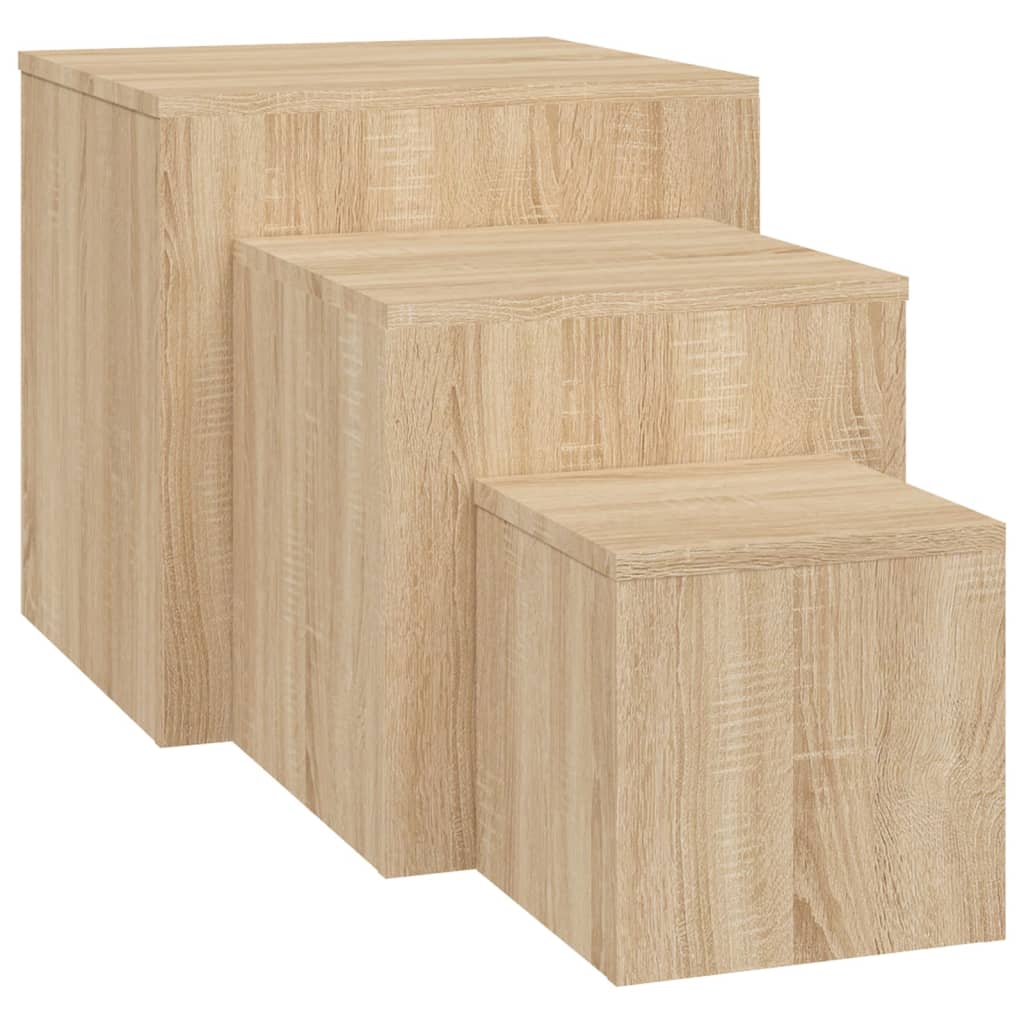 Side Tables 3 pcs Sonoma Oak Engineered Wood