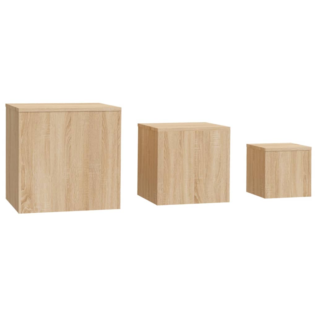 Side Tables 3 pcs Sonoma Oak Engineered Wood