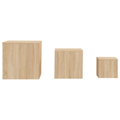 Side Tables 3 pcs Sonoma Oak Engineered Wood